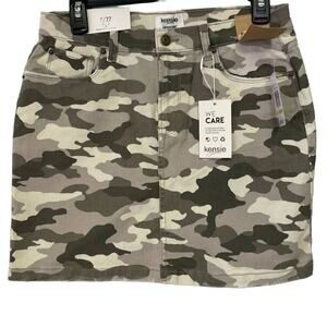 Camo Mini Skirt NWT Kensie Jeans Sz 4/27 Camouflage Distressed Denim Skirt